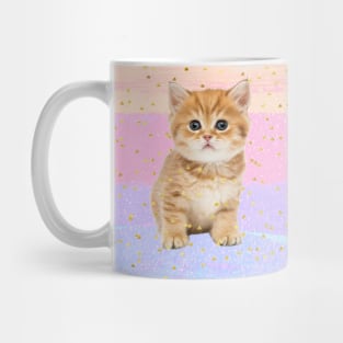 Cute Kitten on Trendy Fashion Gold Foil Embellished Background Mug